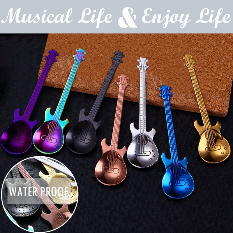 ESRISE Guitar Spoons Coffee Teaspoon, ESRISE Musical Tea Spoons Kitchen Gifts for Men, Stainless Steel Cute Teaspoon for Christmas Birthday (Multicolor) - Image 4